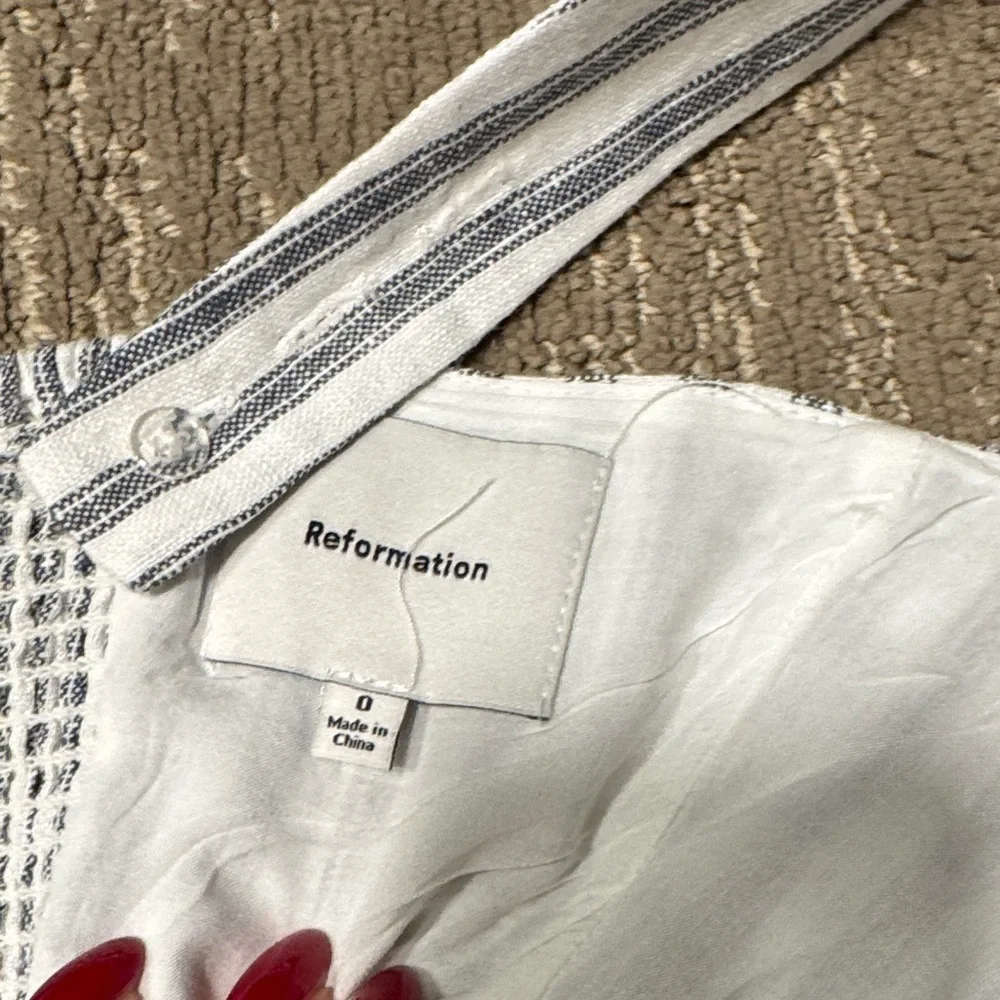 Reformation Blue and White Striped Button-Up Blouse - Picture 5 of 6